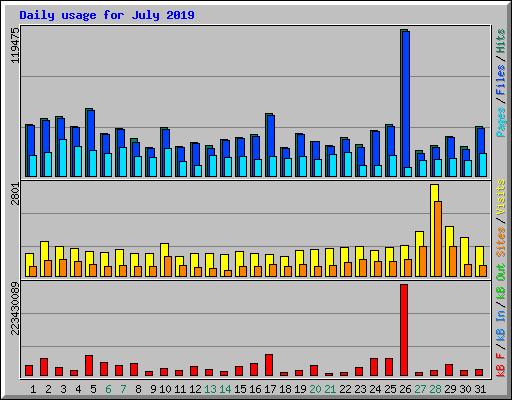 Daily usage for July 2019
