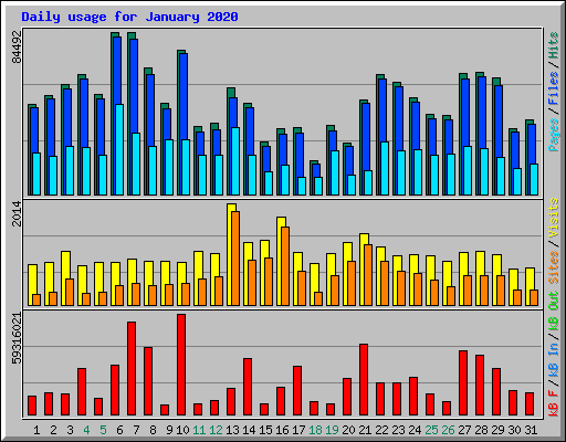 Daily usage for January 2020