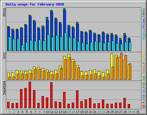 Daily usage for February 2020