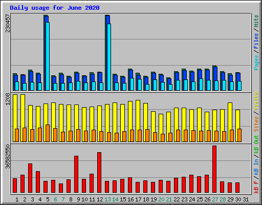 Daily usage for June 2020