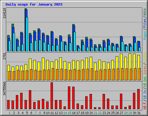 Daily usage for January 2023
