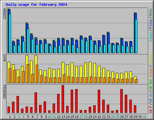 Daily usage for February 2024
