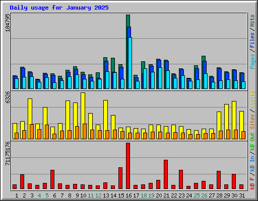 Daily usage for January 2025