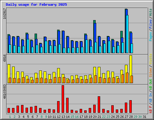 Daily usage for February 2025