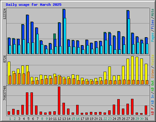 Daily usage for March 2025