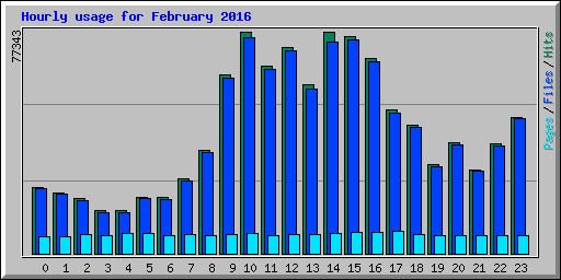 Hourly usage for February 2016
