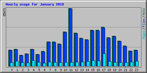 Hourly usage for January 2018