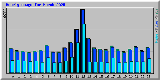 Hourly usage for March 2025